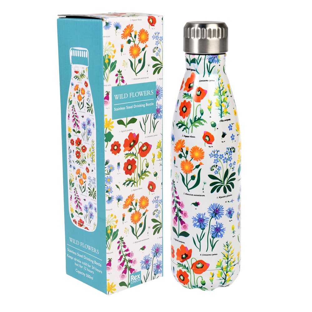 Rex London Wasserflasche aus Edelstahl 500ml, verschiedene Designs verfügbar