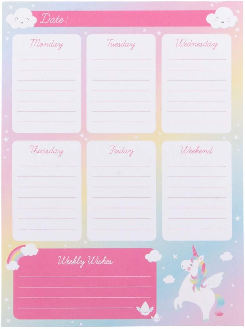 Sass & Belle Regenbogen Einhorn Wochenplaner für den Schreibtisch