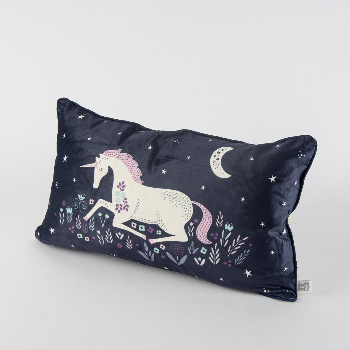 Sass & Belle - Kissen mit Füllung Einhorn samt dunkelblau