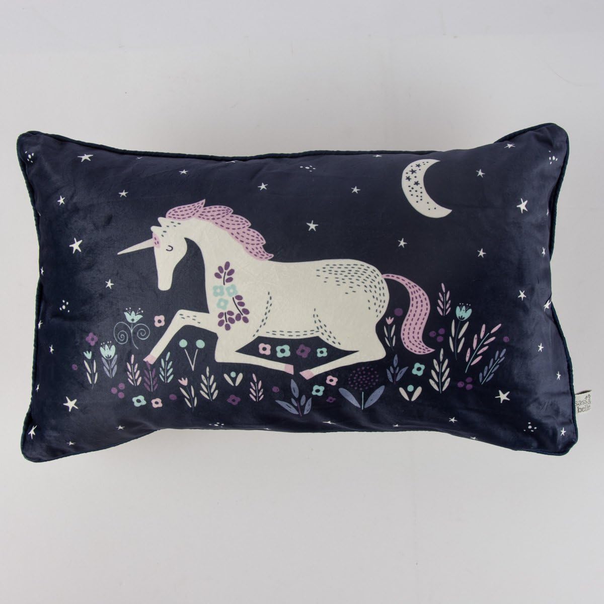 Sass & Belle - Kissen mit Füllung Einhorn samt dunkelblau