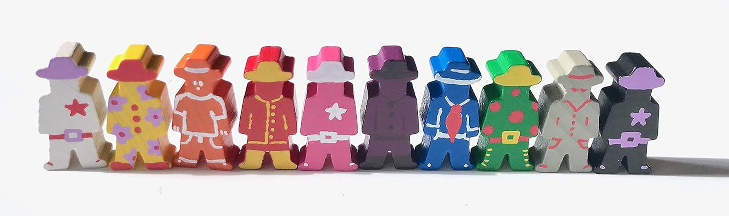 Spieltz Spielfiguren aus Holz mit Hut, Cowboys 15x30x8 mm, Set - farblich gemischt, für Brettspiele