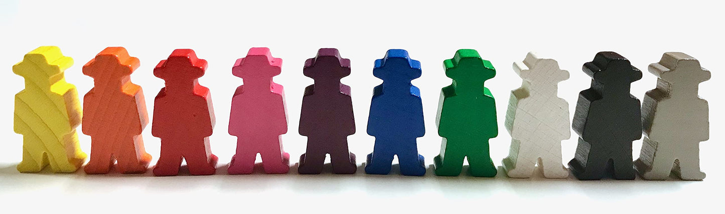 Spieltz Spielfiguren aus Holz mit Hut, Cowboys 15x30x8 mm, Set - farblich gemischt, für Brettspiele