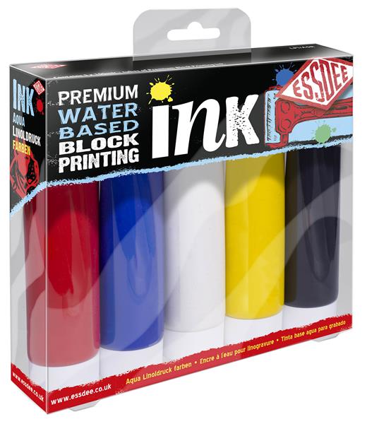 Essdee Premium Linol-Druckfarbe, Set aus 5 Grundfarben, 5 x 100 ml Tube