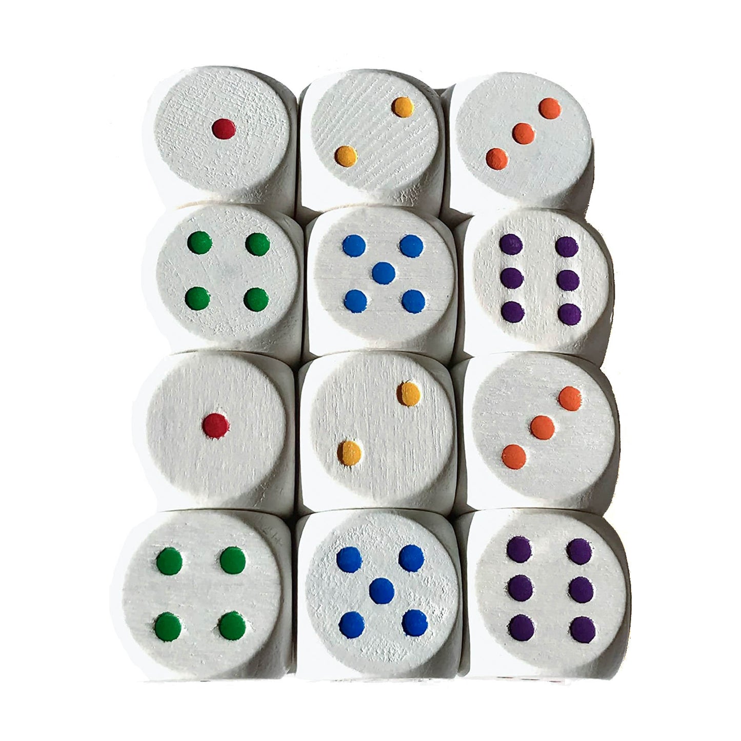 Spieltz Würfel - Augenwürfel aus Holz für Brettspiele, Sonderwürfel "Regenbogen", 16 mm