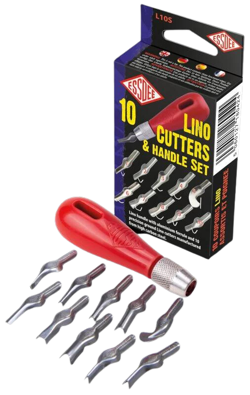 Essdee Linoleum Cutter-Set, 10 Messer in verschiedenen Größen + Griff