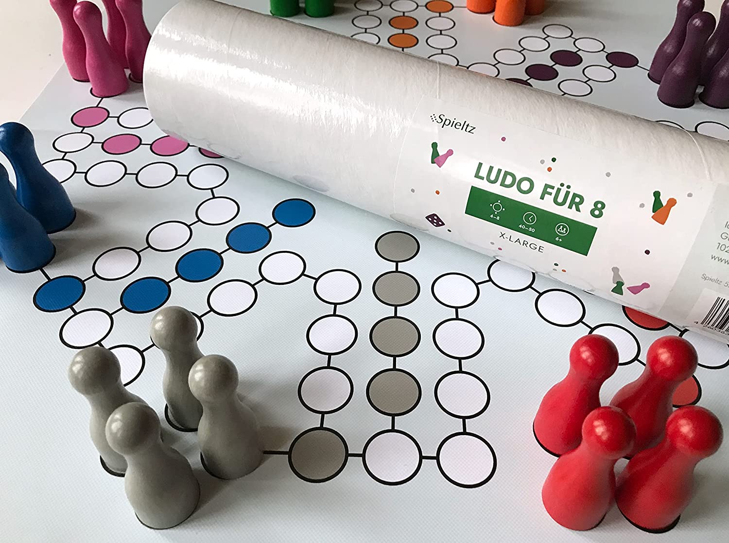 Spieltz Ludo Reisespiel – Abwaschbarer Spielplan Auf LKW-Plane, Robust & Kompakt Für Strand, Garten & Biergarten, 2–4 Spieler Ab 6 Spieltz Ludo Reisespiel – Abwaschbarer Spielplan Auf LKW-Plane, Robust & Kompakt Für Strand, Garten & Biergarten, 2–4 Spieler Ab 6