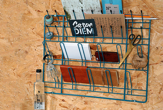 Puhlmann Hakenwand aus Stahl, blau, 60x47x9,5 cm, zum Ordnen und Verräumen