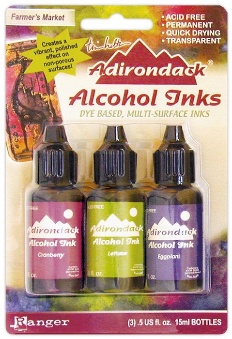 Ranger - Adirondack Alcohol Inks - Cranberry, Lettuce & Eggplant 14ml
