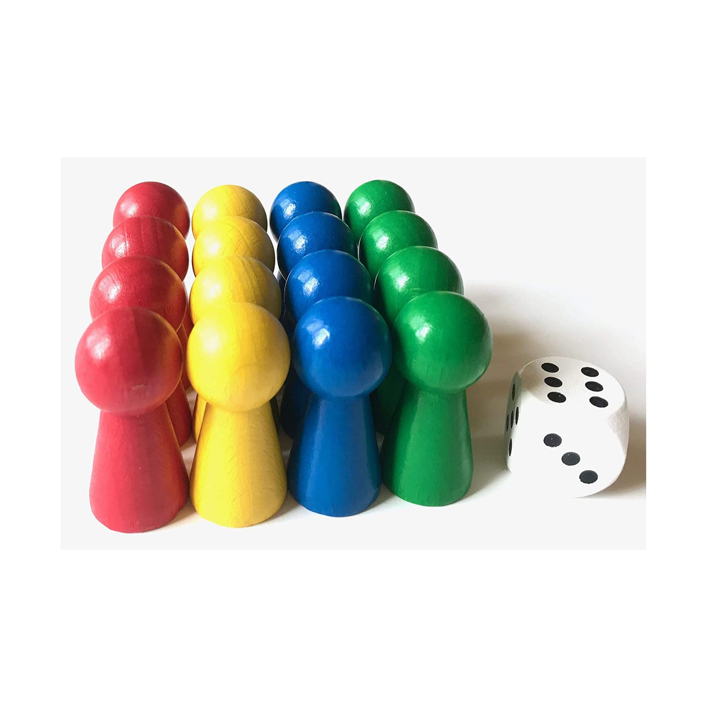 Spieltz Spielmaterial-Set für Ludo groß: Halmakegel 19/40 mm, Würfel 20 mm