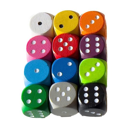 Spieltz Würfel - bunte Augenwürfel aus Holz 16 mm, farblich gemischt, verschiedene Farbsets verfügbar