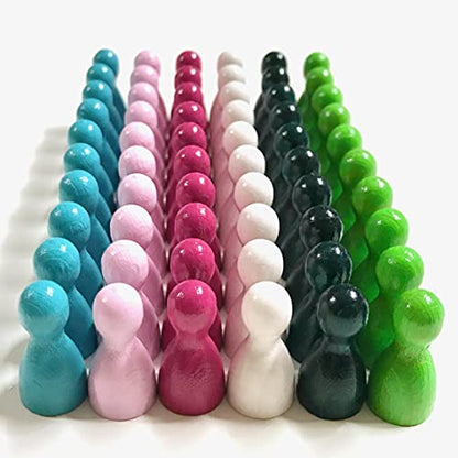 Spieltz Halmakegel aus Holz Standardgröße 12/24 mm, bunte Mischung, 60 Kegel