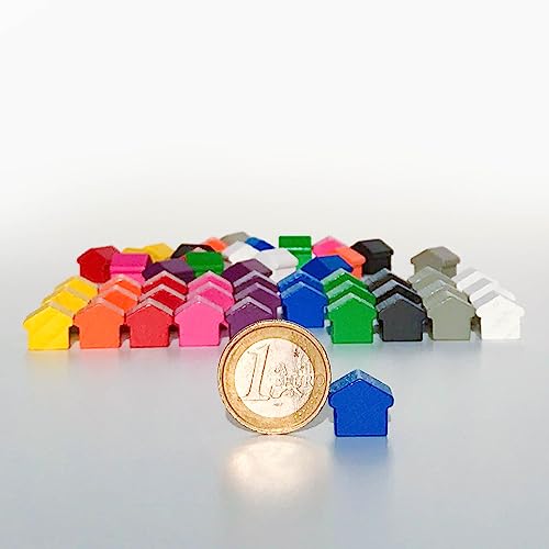 Spieltz Spielsteine aus Holz, kleines Haus 12x13x12 mm, Set - farblich gemischt, für Brettspiele