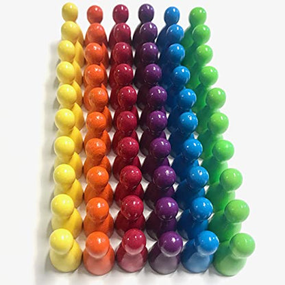 Spieltz Halmakegel aus Holz Standardgröße 12/24 mm, bunte Mischung, 60 Kegel