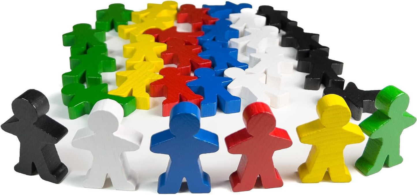 Spieltz große Spielfiguren für Brettspiele, aus Holz. Menschen/Personen, 5 cm hoch (35x50x10 mm), farblich gemischt, verschiedene Farbsets verfügbar