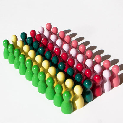 Spieltz Halmakegel aus Holz Standardgröße 12/24 mm, bunte Mischung, 60 Kegel