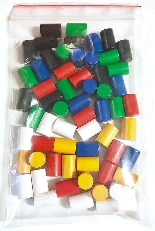 Spieltz Spielsteine - Zylinder aus Holz für Brettspiele, 10x15 mm, farblich gemischt, verschiedene Farbsets verfügbar