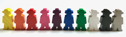 Spieltz Spielfiguren aus Holz mit Hut, Cowboys 15x30x8 mm, Set -  farblich gemischt, für Brettspiele