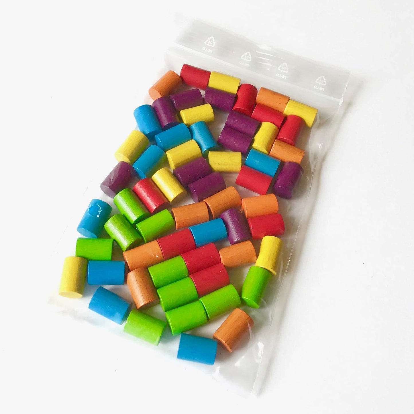 Spieltz Spielsteine - Zylinder aus Holz für Brettspiele, 10x15 mm, farblich gemischt, verschiedene Farbsets verfügbar