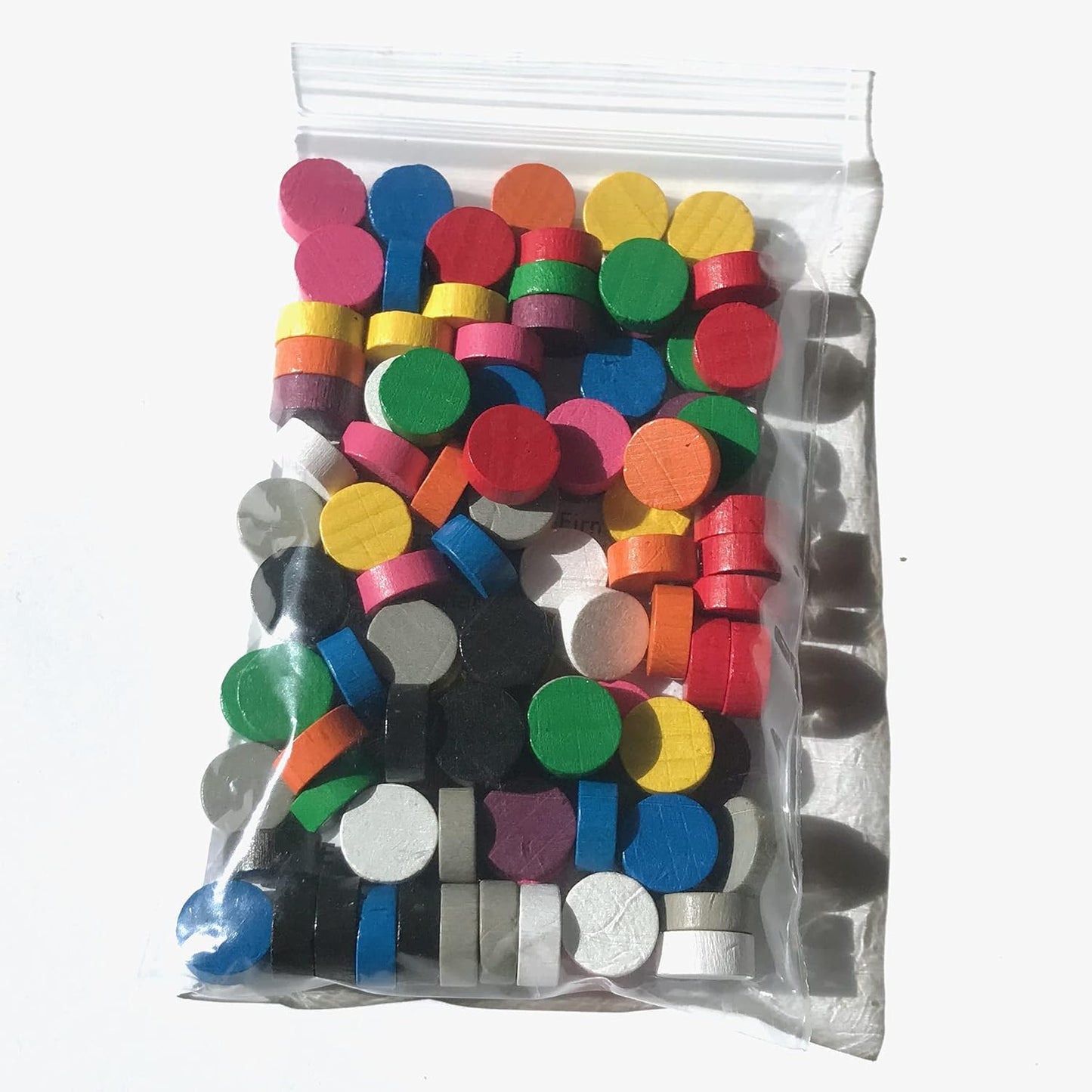Spieltz Spielsteine kleine Scheiben / Chips aus Holz, 10/4 mm, Set farblich gemischt - 10 Farben