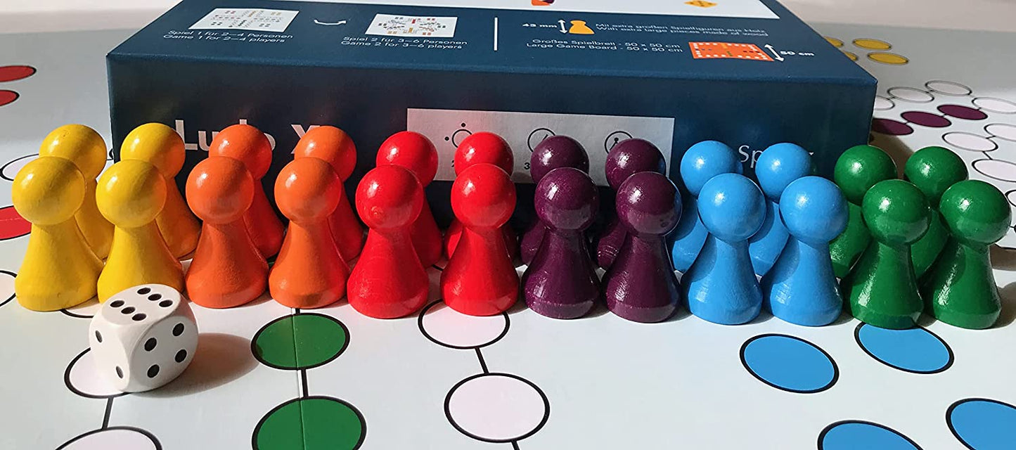 Spieltz Ludo XL Spiel für 2 - 6 Personen (Vorderseite bis 4, Rückseite bis 6 Spieler)