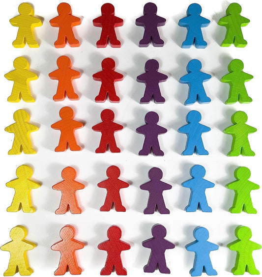 Spieltz große Spielfiguren für Brettspiele, aus Holz. Menschen/Personen, 5 cm hoch (35x50x10 mm), farblich gemischt, verschiedene Farbsets verfügbar