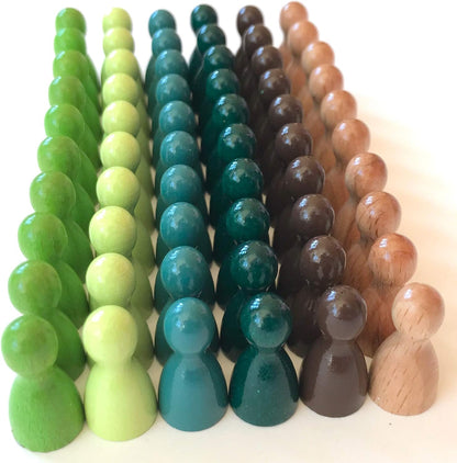 Spieltz Halmakegel aus Holz Standardgröße 12/24 mm, bunte Mischung, 60 Kegel