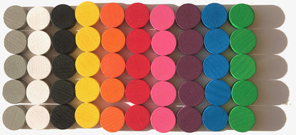 Spieltz Spielsteine  Scheiben / Chips 21x7 mm, aus Holz,  für Brettspiele, farblich gemischt, verschiedene Sets verfügbar