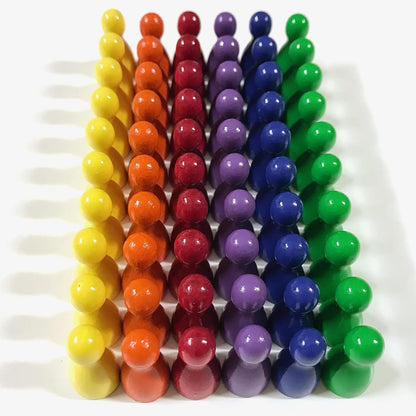 Spieltz Halmakegel aus Holz Standardgröße 12/24 mm, bunte Mischung, 60 Kegel