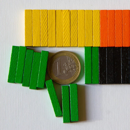 Spieltz Legestäbchen - Vierkantstäbchen - Rechenstäbchen aus Holz, 5x5x25 mm