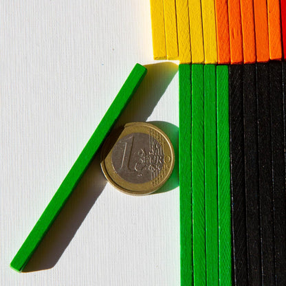 Spieltz Legestäbchen 75x4x4 mm - Vierkantstäbchen - Rechenstäbchen aus Holz, farblich gemischt
